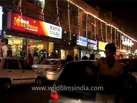 Delhi shopping malls glittering with decorative light during Christmas