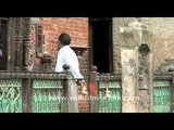 Nepali priest at the temple in Kathmandu