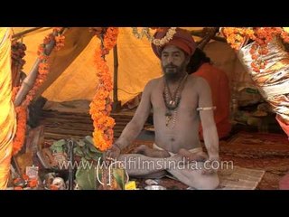 Inside the tents of Naga Saints at Juna Akhada