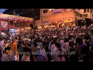 Crowd of devotees at Ganga Ghat, Varanasi