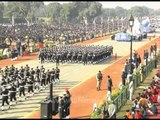 Marching bands from the Indian Army, Navy and Air Force at the Republic Day parade in Delhi