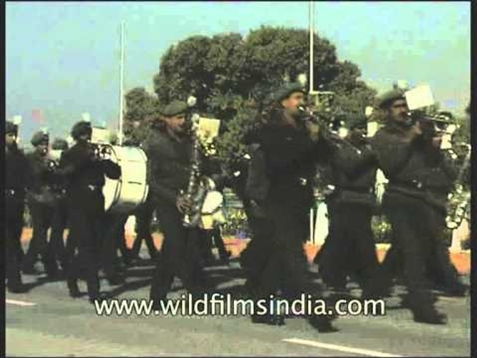 Indian Military band march past at the Republic Day Parade in New Delhi