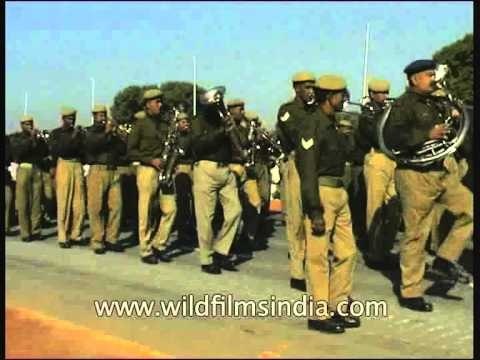 Indian Army brass band marching on Republic Day Parade in New Delhi