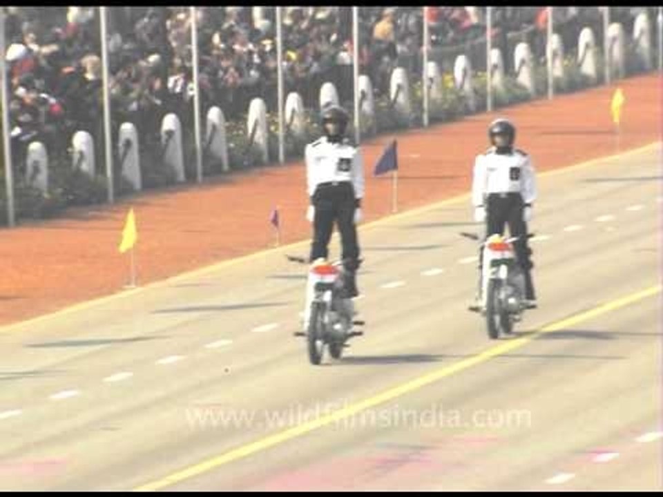 Drill display & dare devil motorbike stunts mark the annual Republic Day celebration in Delhi