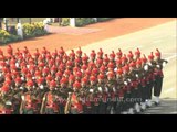 BSF personnel and Sikh Regiment parading on Republic Day at Rajghat, Delhi