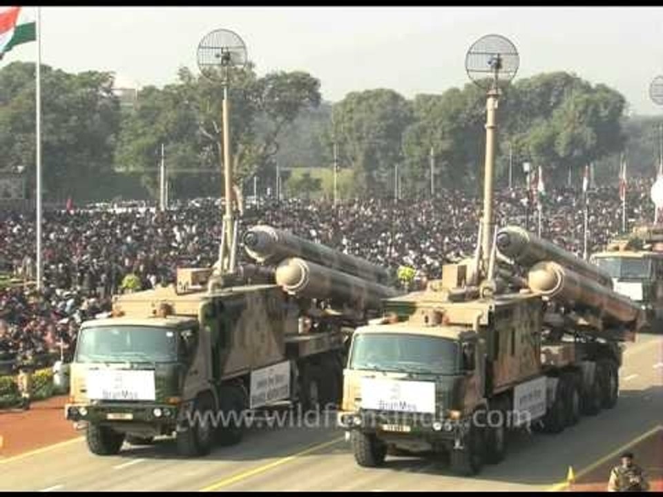 India showing its BrahMos missiles at the Republic Day Parade in New Delhi