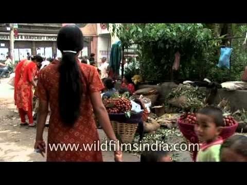 Female lychee vendors in the capital of Nepal- Kathmandu