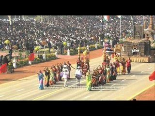Tableaux of Uttar Pradesh & Gujarat Indian states at the Republic Day Parade in New Delhi