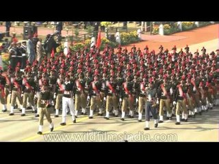 Army contingent marching on Rajpath during Republic Day celebration in New Delhi