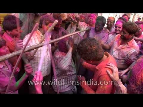 Procession of Lath mar Holi in the streets of Jodhpur