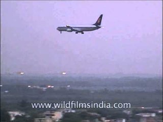 Jet konnect plane landing on runway of IGI Airport