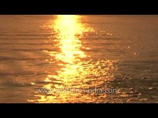 Sunset glimmer over Chambal river in the sanctuary