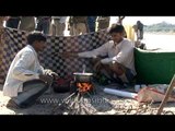 Outdoor cooking in National Chambal Sanctuary campsite