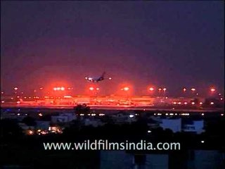 View of Delhi's Indira Gandhi International Airport at night