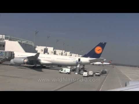 Lufthansa aircraft lined up at Munich airport