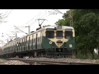 Passenger train of the Indian Railways approaching