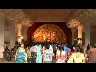 Crowd in front of the Durga puja pandal at C.R.Park, Delhi