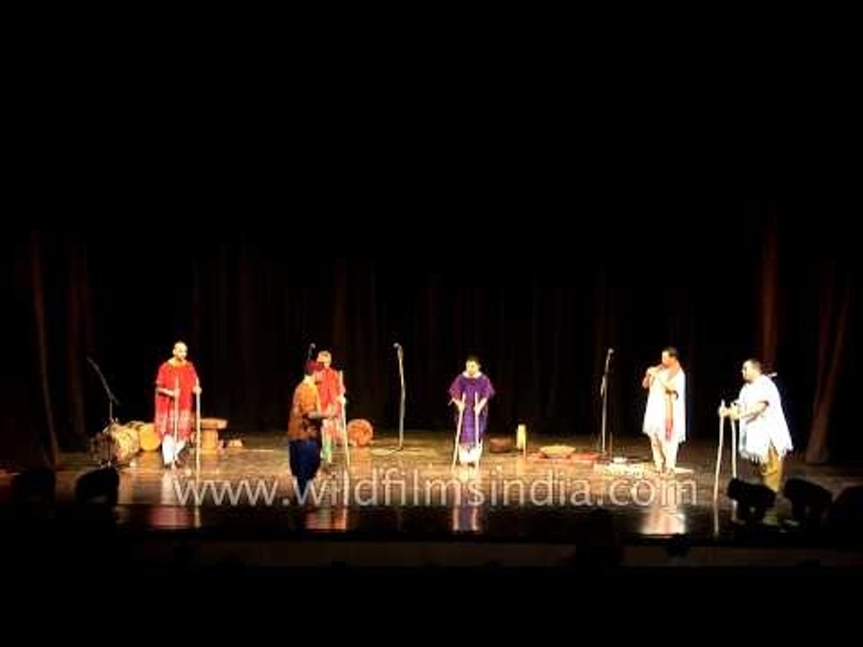 A group of professional folk musicians at African Festival in Delhi