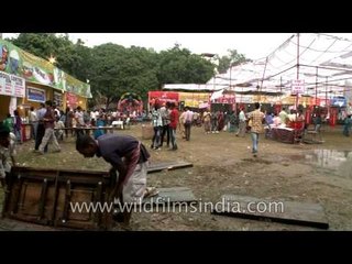 Stalls around the Durga Puja venue at Delhi