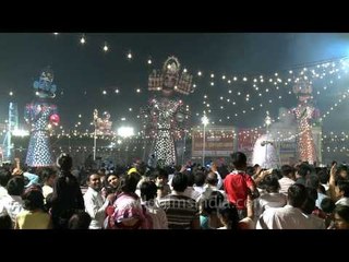 Effigies of the three demons during Vijaya Dashami in Red fort