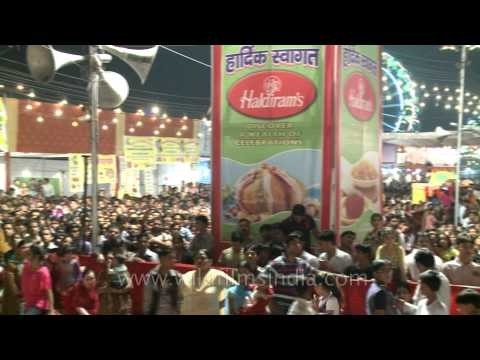 Thousands of people gathering to witness the grand celebration of Dussehra in Red Fort
