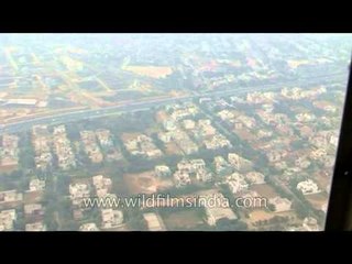 View of cluttered house blocks in Delhi-Gurgaon as seen from the sky