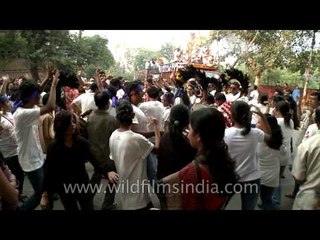 Youth enjoying Durga Puja