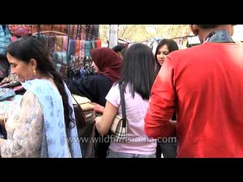 Fashion street - clothes and accessories being sold in Janpath, New Delhi India