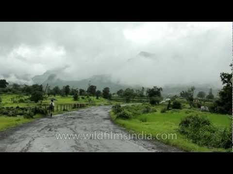 Monsoon clouds hovering over the hills in Kalsubai Sanctuary
