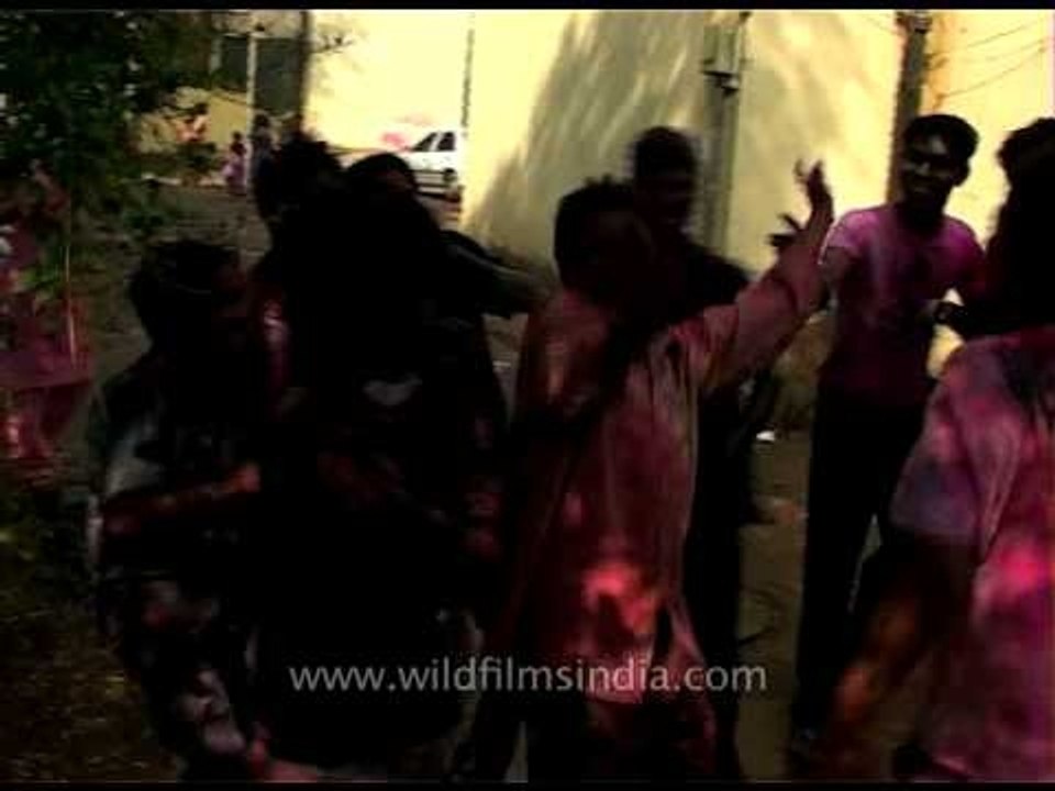 Kids enjoying Holi