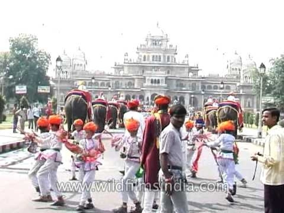 Jaipur Elephant Festival procession towards Chaugan Stadium
