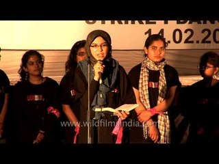 One Billion Rising (OBR) South Asia: Young Muslim girl recites verses from a novel