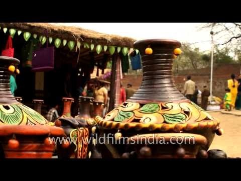 Surajkund Mela: Display of ethnic Indian handicrafts product.