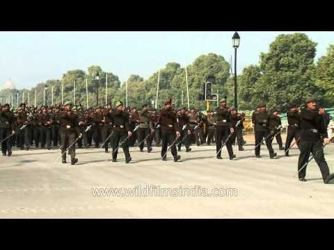 Republic day rehearsal with batons for twirling, Delhi