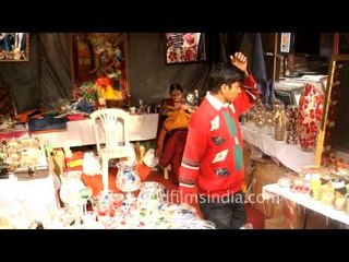 Colorful crockery stall at Surajkund Craft Mela