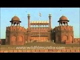 India flag fluttering in the air at Delhi Red fort