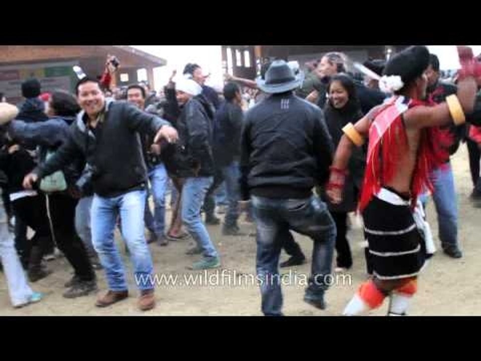 Funny dancing by a Naga man - Dance off at Hornbill Festival Closing Ceremony