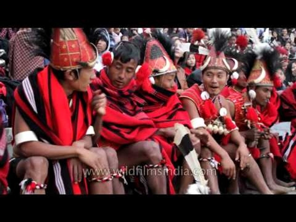 Funny Konyak boys dressed in Naga attire and dancing to Mamma Mia!