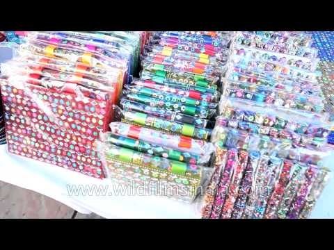 Bags of all sorta colours and prints shop in Dilli Haat