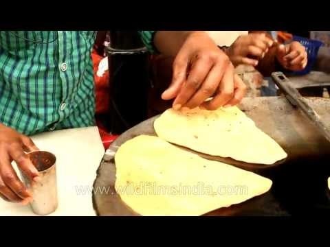 Flaky, crispy egg paratha at Nizamuddin, Delhi