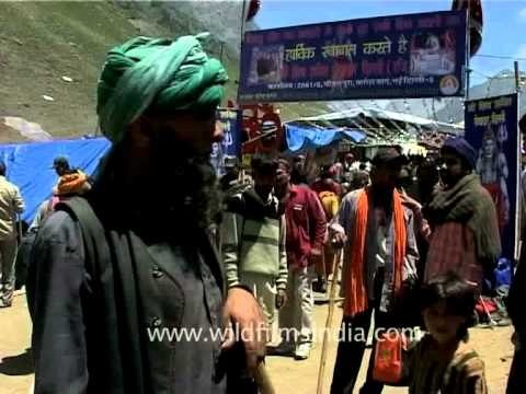 Amarnath Yatra camp in Mount Amarnath, Jammu and Kashmir