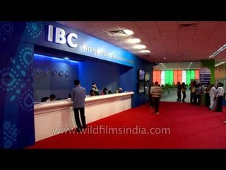 Reception counter at International Broadcast Centre (IBC), Delhi