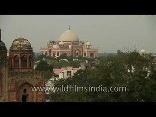 Aerial view of Humayun Tomb from Hazrat Nizamuddin Basti