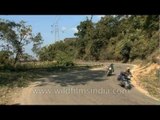 Royal Enfield enthusiasts drive through at NERM 2012, Nagaland