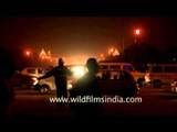 View of vehicles moving at the backdrop of Rashtrapati Bhavan, Delhi