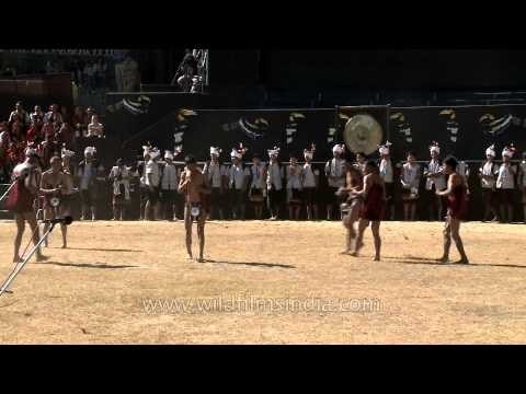 Khiamniungan Naga tribes playing traditional Spintop Games