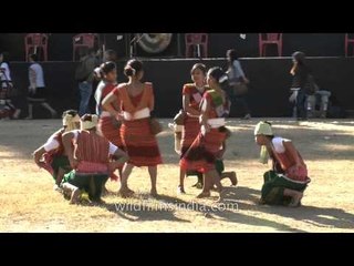 Meghalayan dancers execute an interesting number at the Hornbill festival, Nagaland