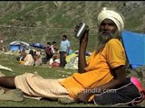 Pilgrims rest in camps on the Amarnath Pilgrim route