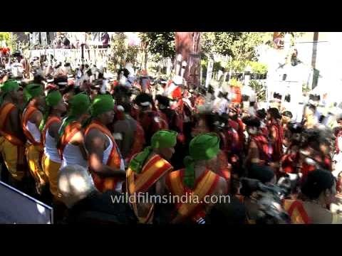 Various cultural troops welcoming the chief guest at Hornbill festival, Nagaland