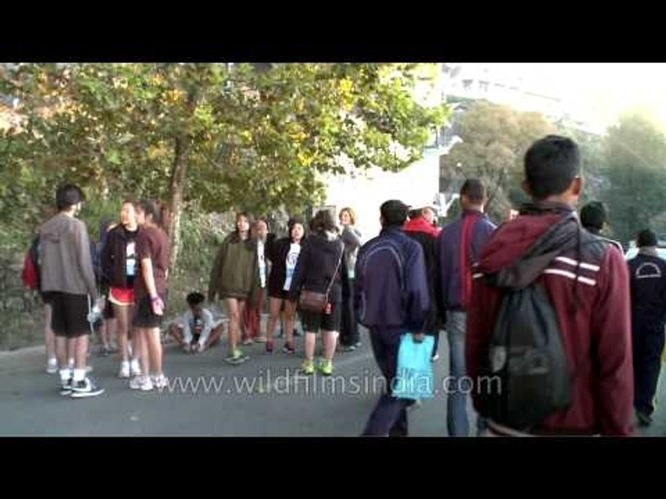 Enthusiastic runners wait for the start of the first Mussoorie Half-Marathon!